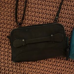 Free People Black Leather Crossbody Wallet